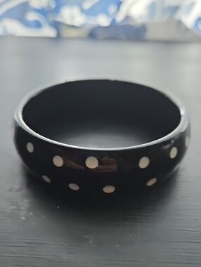 Black Polka Dot Women's Bangle Bracelet